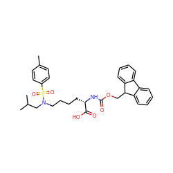 Cc1ccc(S(=O)(=O)N(CCCC[C@H](NC(=O)OCC2c3ccccc3-c3ccccc32)C(=O)O)CC(C)C)cc1 ZINC000014946763