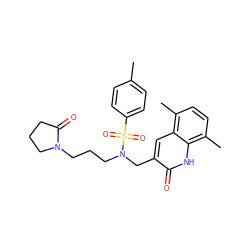 Cc1ccc(S(=O)(=O)N(CCCN2CCCC2=O)Cc2cc3c(C)ccc(C)c3[nH]c2=O)cc1 ZINC000013151179