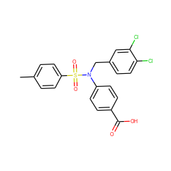 Cc1ccc(S(=O)(=O)N(Cc2ccc(Cl)c(Cl)c2)c2ccc(C(=O)O)cc2)cc1 ZINC000586201817