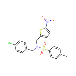 Cc1ccc(S(=O)(=O)N(Cc2ccc(Cl)cc2)Cc2ccc([N+](=O)[O-])s2)cc1 ZINC000084691016