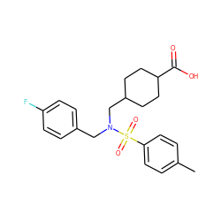 Cc1ccc(S(=O)(=O)N(Cc2ccc(F)cc2)CC2CCC(C(=O)O)CC2)cc1 ZINC000115731267