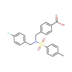 Cc1ccc(S(=O)(=O)N(Cc2ccc(F)cc2)Cc2ccc(C(=O)O)cc2)cc1 ZINC000115731773