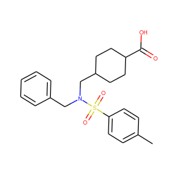 Cc1ccc(S(=O)(=O)N(Cc2ccccc2)CC2CCC(C(=O)O)CC2)cc1 ZINC000059081611