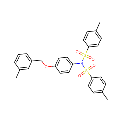 Cc1ccc(S(=O)(=O)N(c2ccc(OCc3cccc(C)c3)cc2)S(=O)(=O)c2ccc(C)cc2)cc1 ZINC000103219022