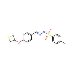 Cc1ccc(S(=O)(=O)N/N=C/c2ccc(OC3CSC3)cc2)cc1 ZINC000002978954