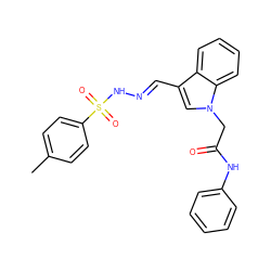 Cc1ccc(S(=O)(=O)N/N=C/c2cn(CC(=O)Nc3ccccc3)c3ccccc23)cc1 ZINC000002445757