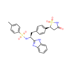 Cc1ccc(S(=O)(=O)N[C@@H](Cc2ccc([C@@H]3CC(=O)NS3(=O)=O)cc2)c2nc3ccccc3[nH]2)cc1 ZINC000014952943