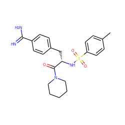 Cc1ccc(S(=O)(=O)N[C@@H](Cc2ccc(C(=N)N)cc2)C(=O)N2CCCCC2)cc1 ZINC000002046801