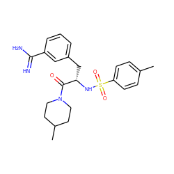 Cc1ccc(S(=O)(=O)N[C@@H](Cc2cccc(C(=N)N)c2)C(=O)N2CCC(C)CC2)cc1 ZINC000003834126