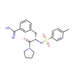 Cc1ccc(S(=O)(=O)N[C@@H](Cc2cccc(C(=N)N)c2)C(=O)N2CCCC2)cc1 ZINC000003834148