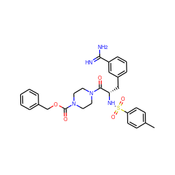 Cc1ccc(S(=O)(=O)N[C@@H](Cc2cccc(C(=N)N)c2)C(=O)N2CCN(C(=O)OCc3ccccc3)CC2)cc1 ZINC000299866808