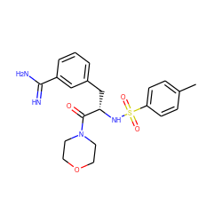 Cc1ccc(S(=O)(=O)N[C@@H](Cc2cccc(C(=N)N)c2)C(=O)N2CCOCC2)cc1 ZINC000003834156