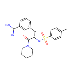 Cc1ccc(S(=O)(=O)N[C@@H](Cc2cccc(C(N)N)c2)C(=O)N2CCCCC2)cc1 ZINC000019322665