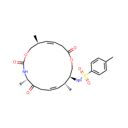 Cc1ccc(S(=O)(=O)N[C@@H]2COC(=O)C/C=C\[C@H](C)COC(=O)N[C@@H](C)C(=O)C/C=C\[C@H]2C)cc1 ZINC000008035565