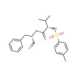 Cc1ccc(S(=O)(=O)N[C@H](C(=O)N[C@H](C=O)Cc2ccccc2)C(C)C)cc1 ZINC000013493516