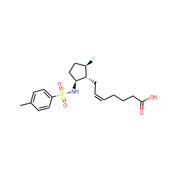 Cc1ccc(S(=O)(=O)N[C@H]2CC[C@@H](F)[C@@H]2C/C=C\CCCC(=O)O)cc1 ZINC000003806575