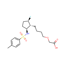 Cc1ccc(S(=O)(=O)N[C@H]2CC[C@@H](F)[C@@H]2CCCCOCC(=O)O)cc1 ZINC000028228523