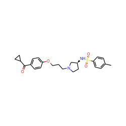 Cc1ccc(S(=O)(=O)N[C@H]2CCN(CCCOc3ccc(C(=O)C4CC4)cc3)C2)cc1 ZINC000013859893