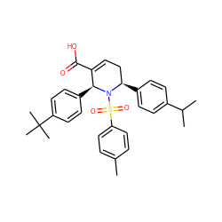 Cc1ccc(S(=O)(=O)N2[C@H](c3ccc(C(C)C)cc3)CC=C(C(=O)O)[C@@H]2c2ccc(C(C)(C)C)cc2)cc1 ZINC000061947060