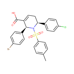 Cc1ccc(S(=O)(=O)N2[C@H](c3ccc(Cl)cc3)CC=C(C(=O)O)[C@@H]2c2ccc(Br)cc2)cc1 ZINC000066138838