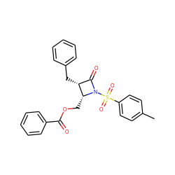 Cc1ccc(S(=O)(=O)N2C(=O)[C@@H](Cc3ccccc3)[C@H]2COC(=O)c2ccccc2)cc1 ZINC000013862666