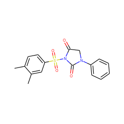 Cc1ccc(S(=O)(=O)N2C(=O)CN(c3ccccc3)C2=O)cc1C ZINC000013763601