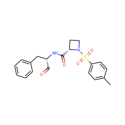 Cc1ccc(S(=O)(=O)N2CC[C@H]2C(=O)N[C@H](C=O)Cc2ccccc2)cc1 ZINC000013488024