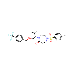 Cc1ccc(S(=O)(=O)N2CCC(=O)N([C@@H](COCc3ccc(C(F)(F)F)cc3)C(C)C)CC2)cc1 ZINC000008680221