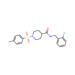 Cc1ccc(S(=O)(=O)N2CCC(C(=O)NCc3ccccc3Cl)CC2)cc1 ZINC000000789542