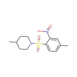 Cc1ccc(S(=O)(=O)N2CCC(C)CC2)c([N+](=O)[O-])c1 ZINC000002862642