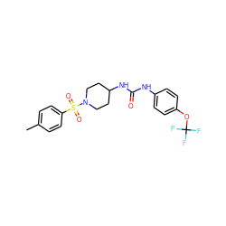 Cc1ccc(S(=O)(=O)N2CCC(NC(=O)Nc3ccc(OC(F)(F)F)cc3)CC2)cc1 ZINC000064541140