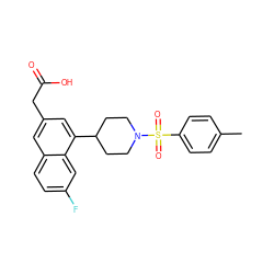 Cc1ccc(S(=O)(=O)N2CCC(c3cc(CC(=O)O)cc4ccc(F)cc34)CC2)cc1 ZINC000169701465