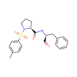 Cc1ccc(S(=O)(=O)N2CCC[C@H]2C(=O)N[C@H](C=O)Cc2ccccc2)cc1 ZINC000013488025