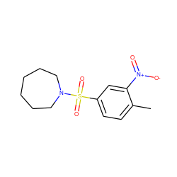 Cc1ccc(S(=O)(=O)N2CCCCCC2)cc1[N+](=O)[O-] ZINC000005017640