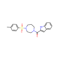 Cc1ccc(S(=O)(=O)N2CCCN(C(=O)c3cc4ccccc4[nH]3)CC2)cc1 ZINC000008269433