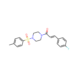 Cc1ccc(S(=O)(=O)N2CCN(C(=O)/C=C/c3ccc(F)cc3)CC2)cc1 ZINC000003517544