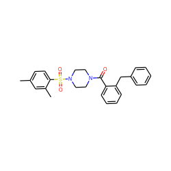 Cc1ccc(S(=O)(=O)N2CCN(C(=O)c3ccccc3Cc3ccccc3)CC2)c(C)c1 ZINC000015934630