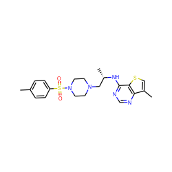 Cc1ccc(S(=O)(=O)N2CCN(C[C@H](C)Nc3ncnc4c(C)csc34)CC2)cc1 ZINC000029126936