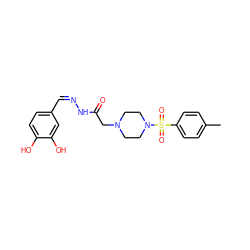 Cc1ccc(S(=O)(=O)N2CCN(CC(=O)N/N=C\c3ccc(O)c(O)c3)CC2)cc1 ZINC000030743117