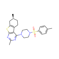 Cc1ccc(S(=O)(=O)N2CCN(c3nc(C)nc4sc5c(c34)CC[C@H](C)C5)CC2)cc1 ZINC000001377144