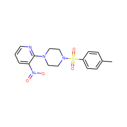 Cc1ccc(S(=O)(=O)N2CCN(c3ncccc3[N+](=O)[O-])CC2)cc1 ZINC000024082236