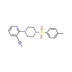 Cc1ccc(S(=O)(=O)N2CCN(c3ncccc3C#N)CC2)cc1 ZINC000023996035