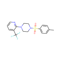 Cc1ccc(S(=O)(=O)N2CCN(c3ncccc3C(F)(F)F)CC2)cc1 ZINC000020405015