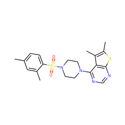 Cc1ccc(S(=O)(=O)N2CCN(c3ncnc4sc(C)c(C)c34)CC2)c(C)c1 ZINC000003332562