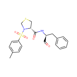 Cc1ccc(S(=O)(=O)N2CSC[C@@H]2C(=O)N[C@H](C=O)Cc2ccccc2)cc1 ZINC000036287339