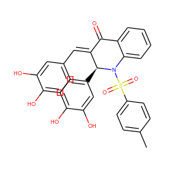 Cc1ccc(S(=O)(=O)N2c3ccccc3C(=O)/C(=C/c3ccc(O)c(O)c3)[C@@H]2c2ccc(O)c(O)c2)cc1 ZINC000089455675