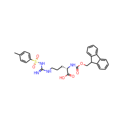 Cc1ccc(S(=O)(=O)NC(=N)NCCC[C@H](NC(=O)OCC2c3ccccc3-c3ccccc32)C(=O)O)cc1 ZINC000004544657