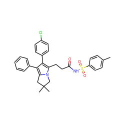 Cc1ccc(S(=O)(=O)NC(=O)CCc2c(-c3ccc(Cl)cc3)c(-c3ccccc3)c3n2CC(C)(C)C3)cc1 ZINC000043066242