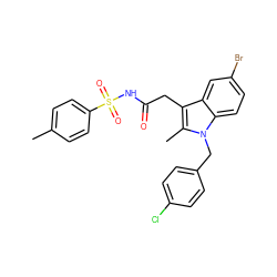 Cc1ccc(S(=O)(=O)NC(=O)Cc2c(C)n(Cc3ccc(Cl)cc3)c3ccc(Br)cc23)cc1 ZINC000095555597