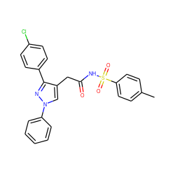 Cc1ccc(S(=O)(=O)NC(=O)Cc2cn(-c3ccccc3)nc2-c2ccc(Cl)cc2)cc1 ZINC000095555207